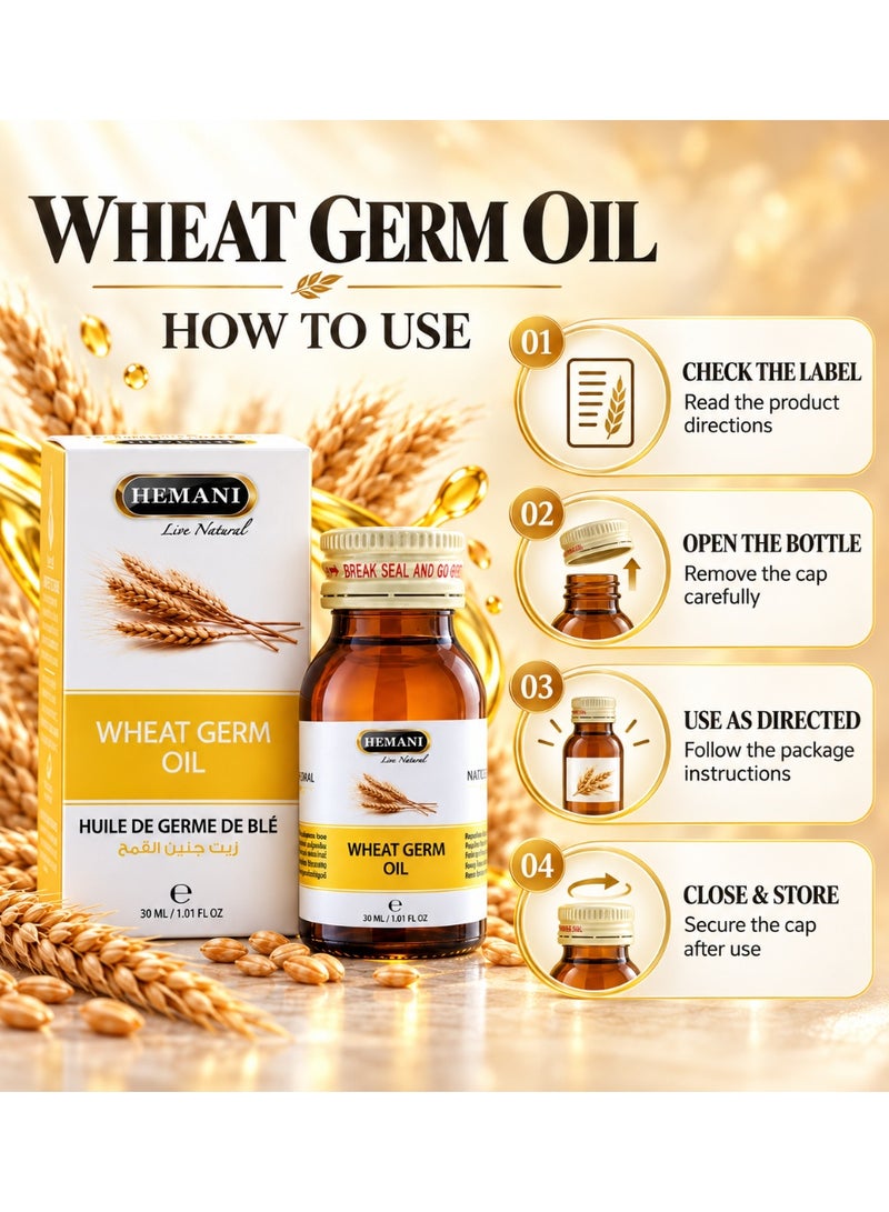 HEMANI Wheat Germ Oil Natural Moisturising Oil 30ml for Hair Skin & Body Massage Lightweight Daily Care Oil - Image 3