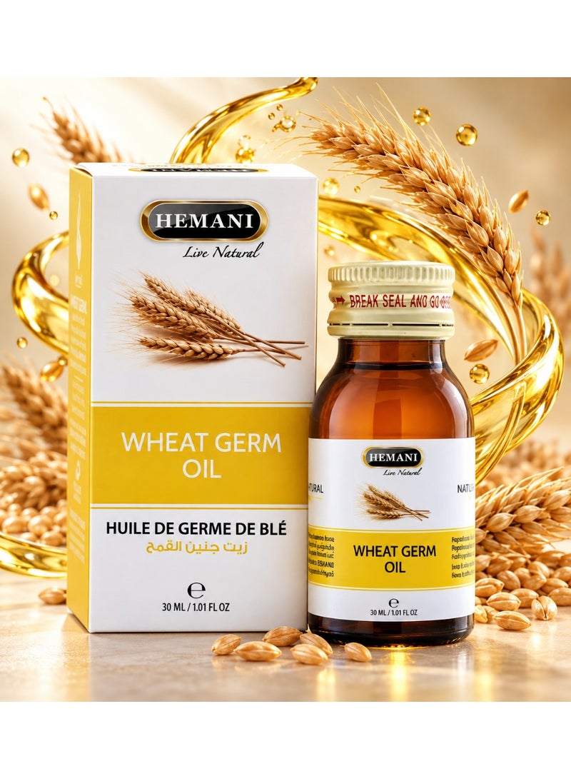 HEMANI Wheat Germ Oil Natural Moisturising Oil 30ml for Hair Skin & Body Massage Lightweight Daily Care Oil - Image 1