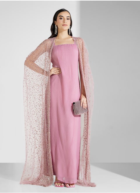 Pleated Column Dress