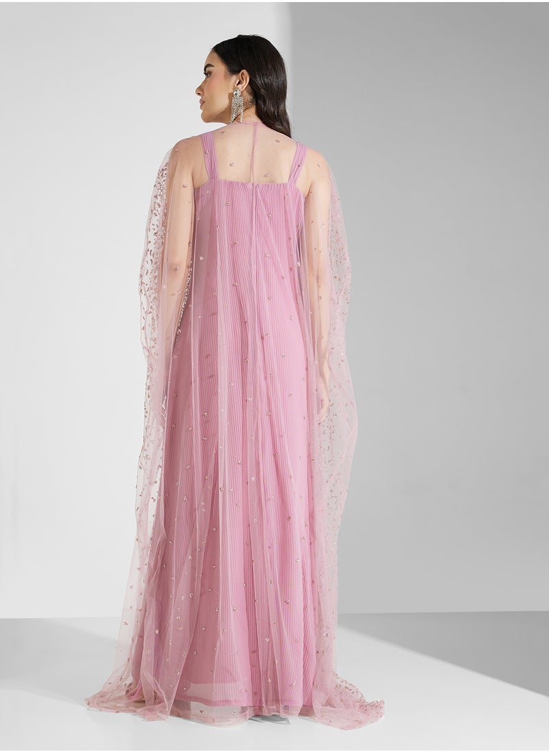 Pleated Column Dress