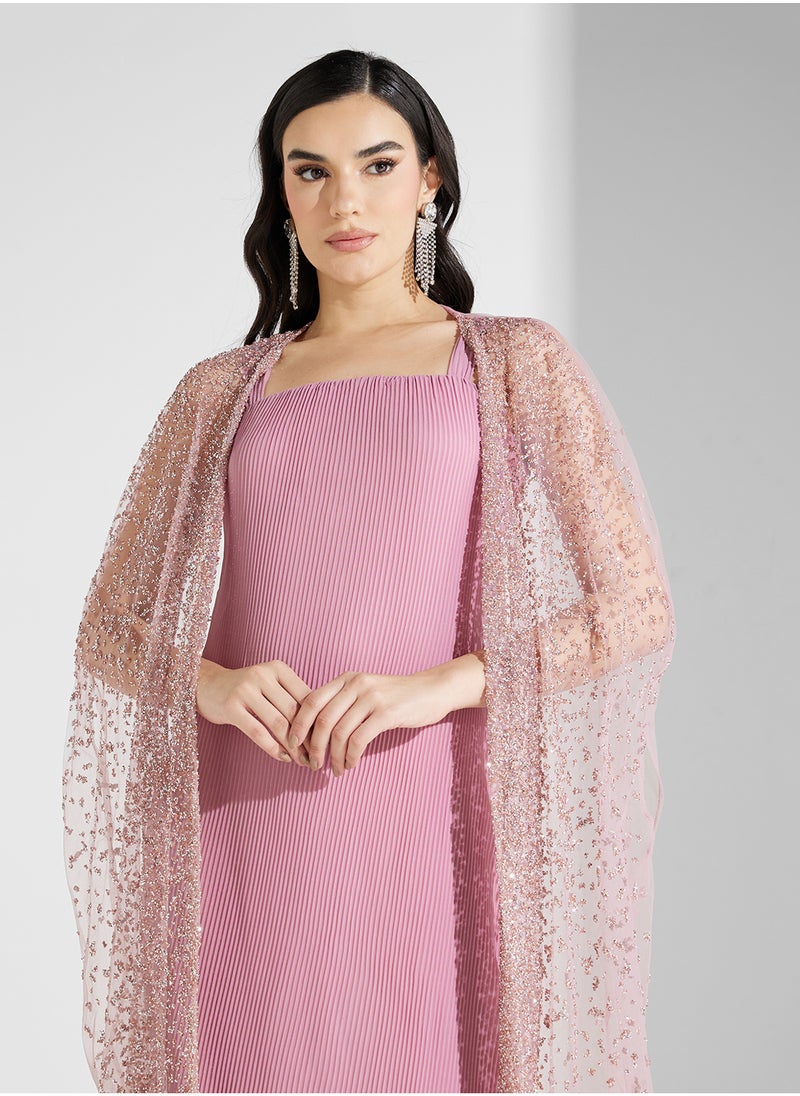 Pleated Column Dress
