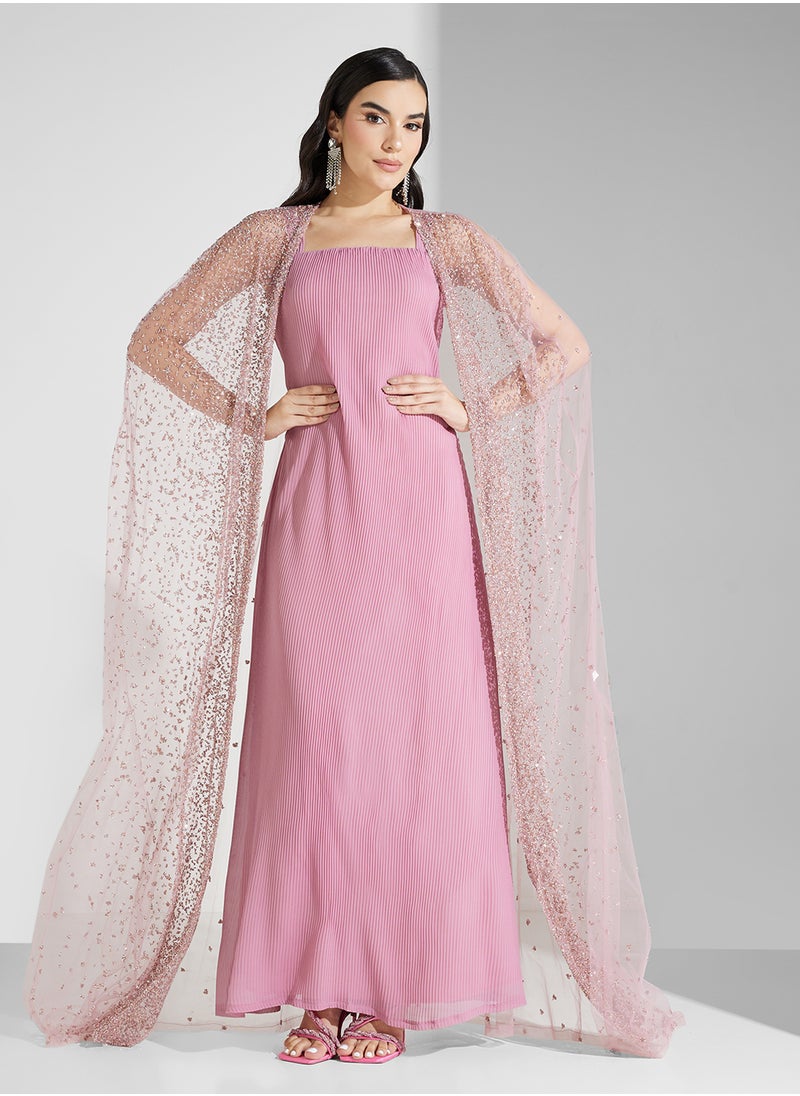 Pleated Column Dress