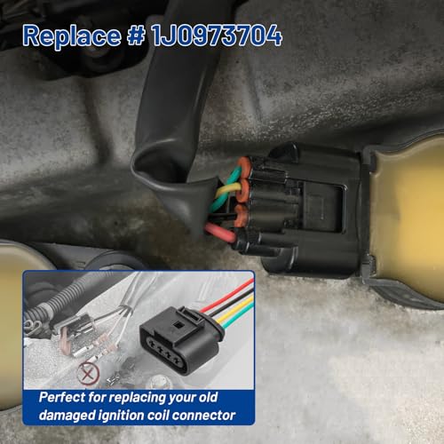Anina 4PCS Ignition Coil Connector 4Pin Harness Wiring Plug Pigtail Compatible with Volkswagen VW & Audi 1.8T, 2.0T, 2.5L, 3.2L, 4.2L - Image 3