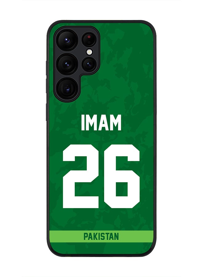 Stylizedd Rugged Black Edge Case for Samsung Galaxy S23 Ultra 5G, Slim fit Soft Case Flexible thin Cover - Player Name - Imam-ul-Haq, Jersey Number- 26 - Image 1