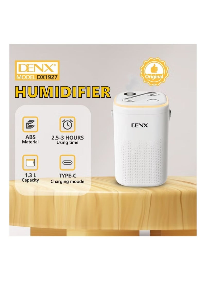 دينكس فواحة هواء 1.3 لتر – بطارية قابلة للشحن 1800mAh – شحن Type-C – ترطيب وتنقية الهواء لمدة 1.5 إلى 3 ساعات - Image 2