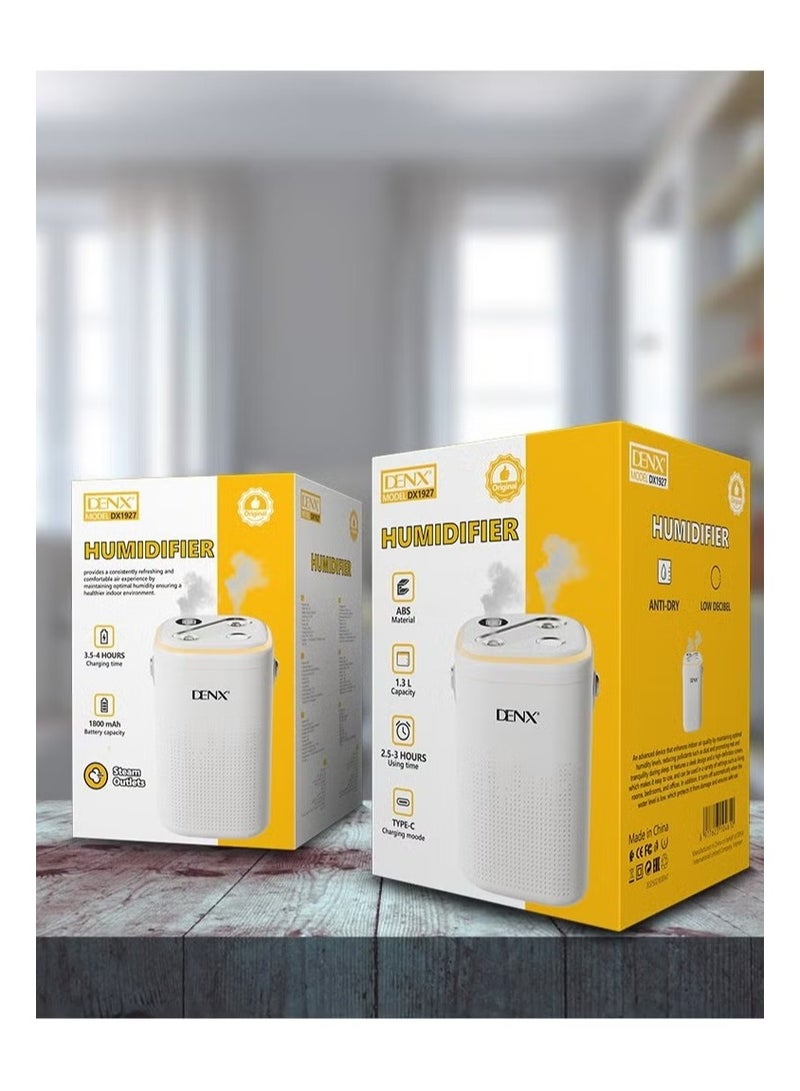 دينكس فواحة هواء 1.3 لتر – بطارية قابلة للشحن 1800mAh – شحن Type-C – ترطيب وتنقية الهواء لمدة 1.5 إلى 3 ساعات - Image 5