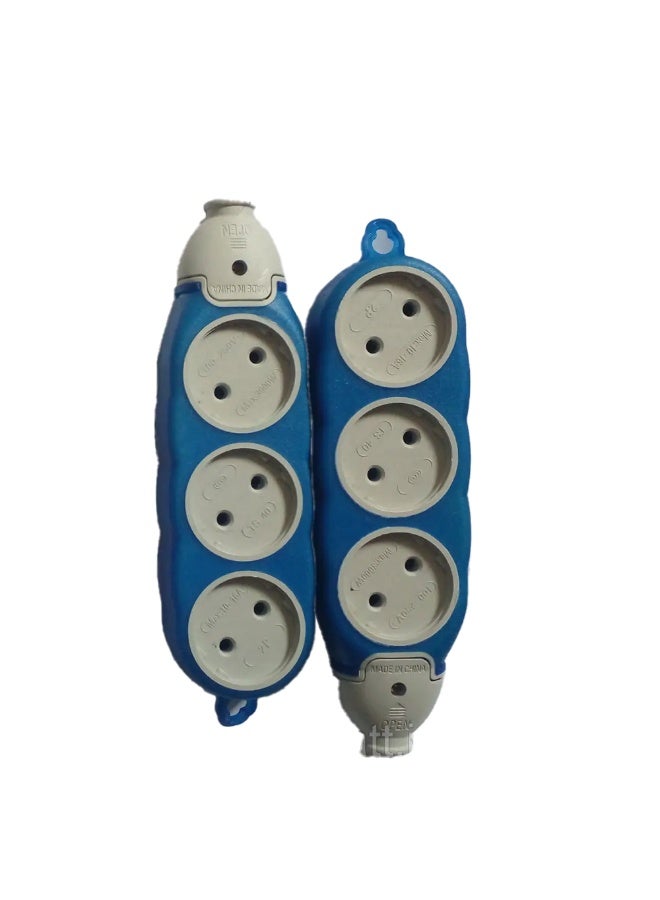 Double Sided Power Strip, Male to Male Thermal Wire Extension, Heavy Duty Electric Power Distributor with  Double-sided blue construction block, 3 sockets + 3 sockets in otherside , protective cover - Image 1