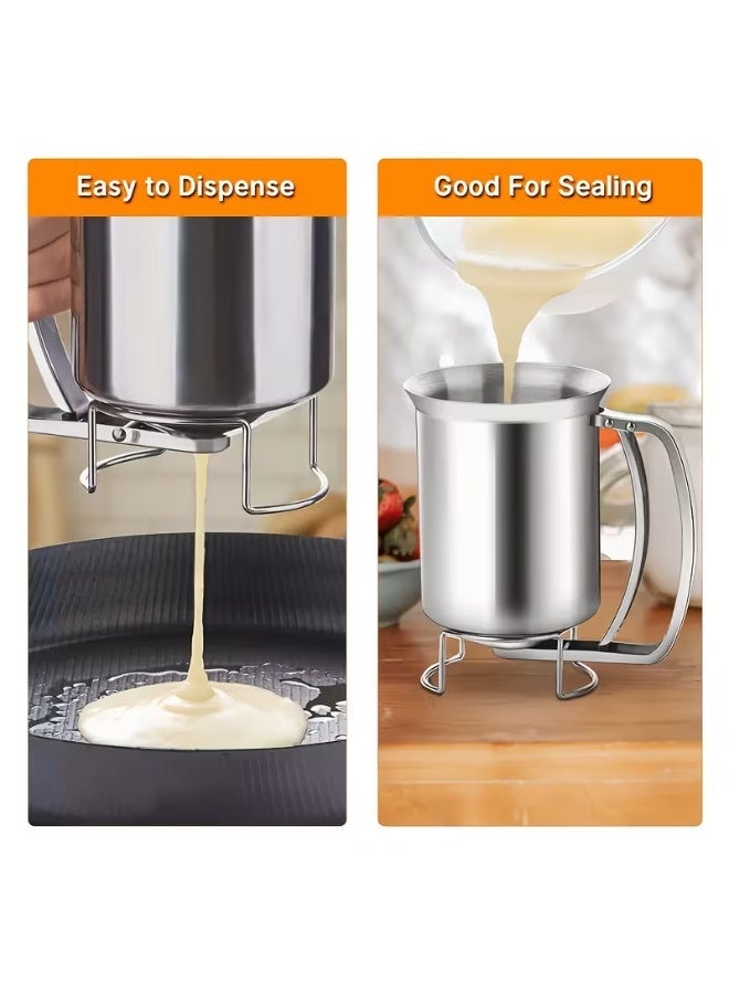 M MIAOYAN Stainless Steel Batter Dispenser 680ml, Hand Operated Pancake Cupcake Waffle Batter Dispenser with Stand, Baking Tool for Muffin, Crepe, Cake Making - Image 4