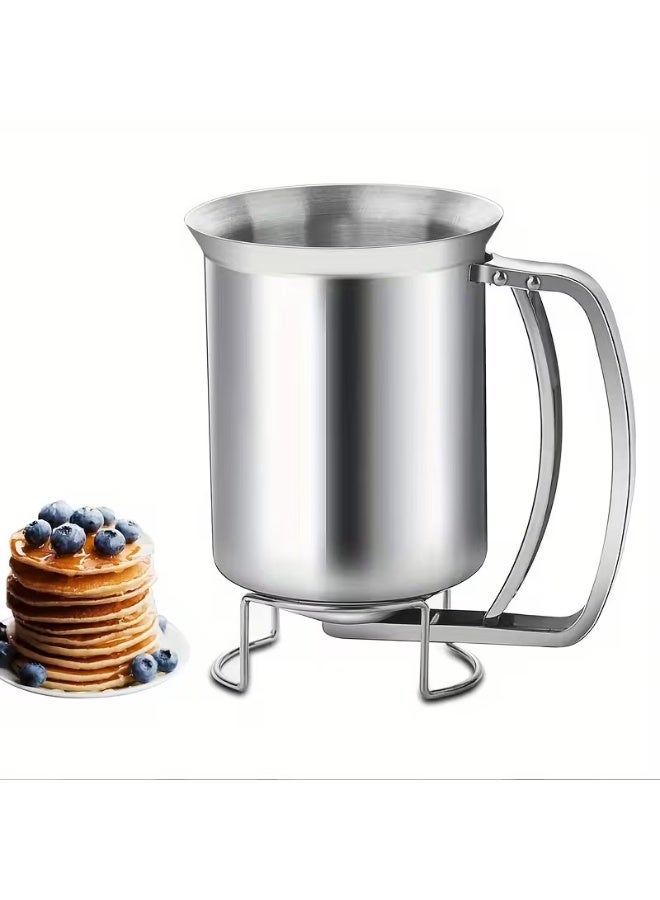 M MIAOYAN Stainless Steel Batter Dispenser 680ml, Hand Operated Pancake Cupcake Waffle Batter Dispenser with Stand, Baking Tool for Muffin, Crepe, Cake Making - Image 1