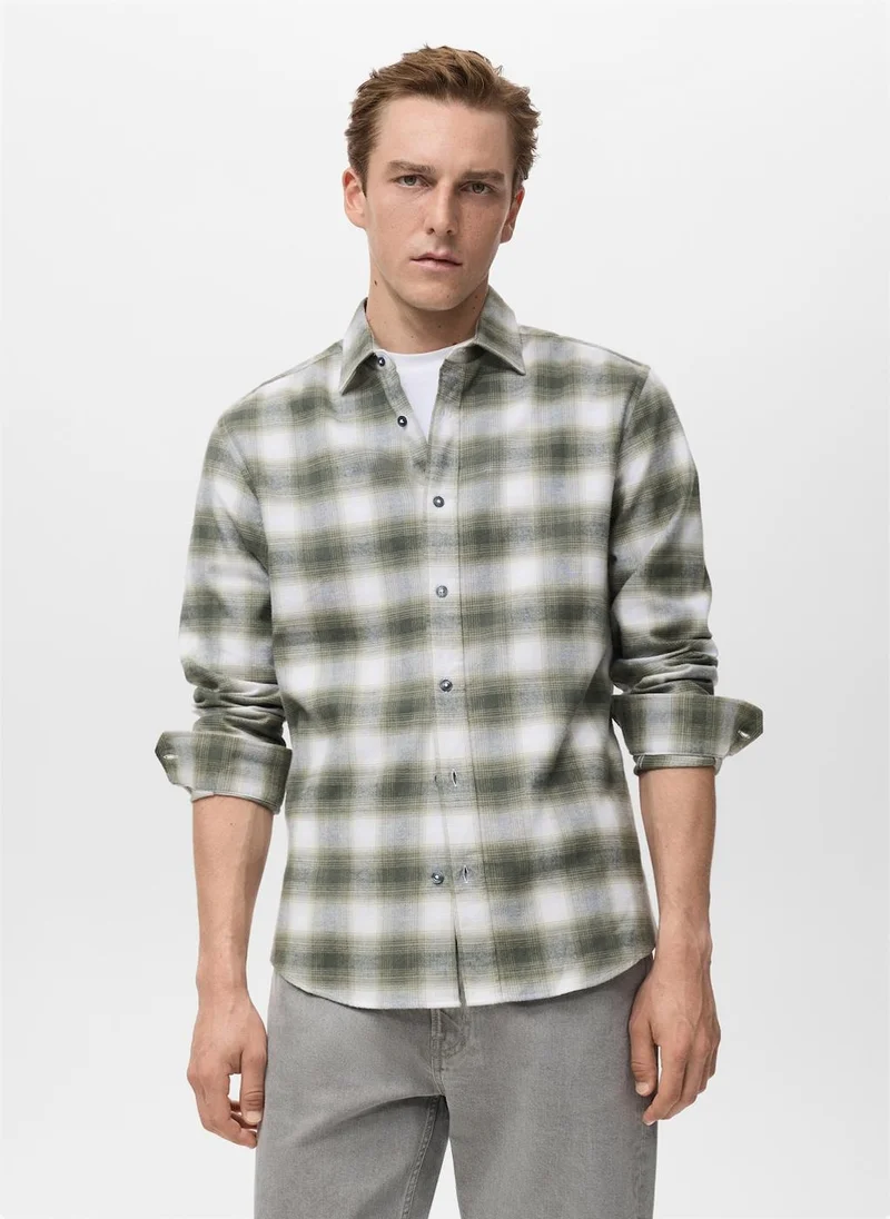 Mango Man 100% cotton flannel check overshirt