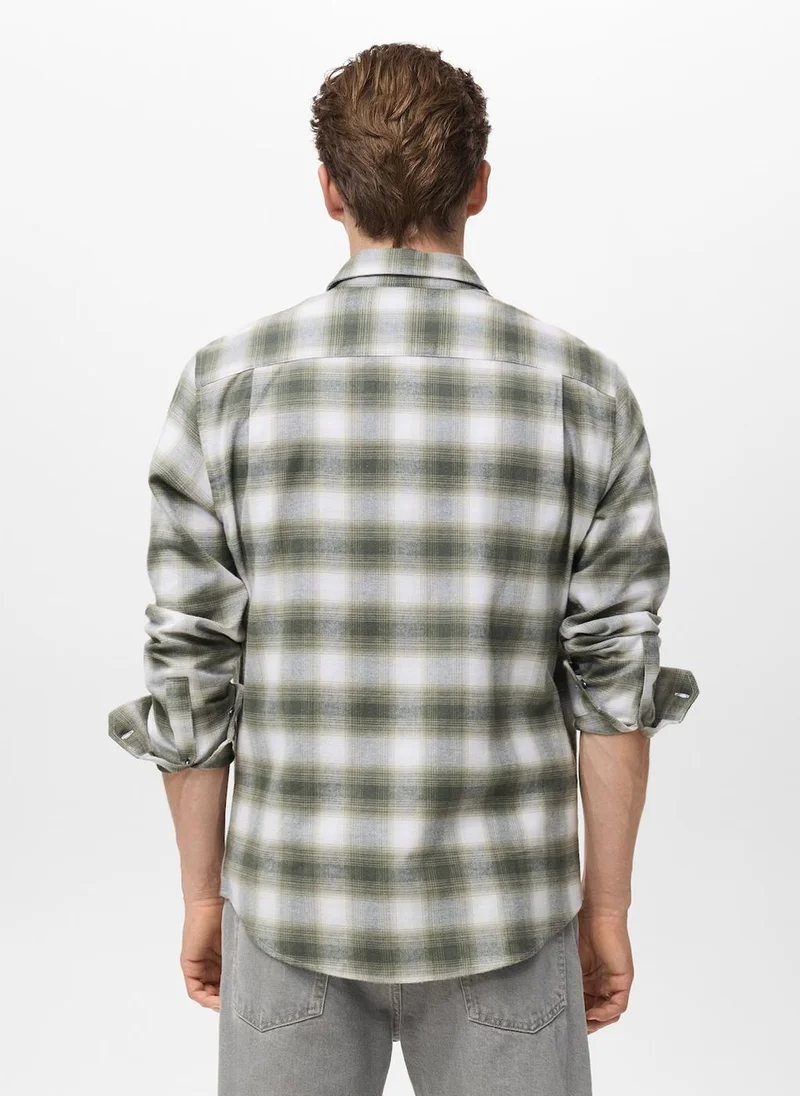 Mango Man 100% cotton flannel check overshirt