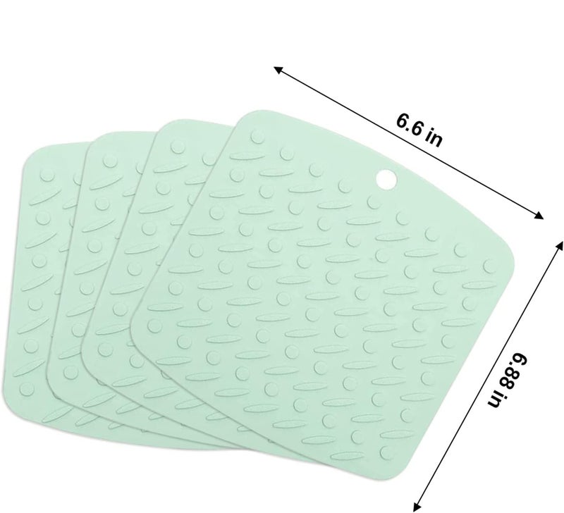 P Plus Fire Trivet for Hot Dishes Non-Slip & Heat Resistant Modern Kitchen Hot Pads for Pots & Pans Silicone Trivet Hot Pads Trivets for Hot Pots (Green, Set of 2) - Image 2