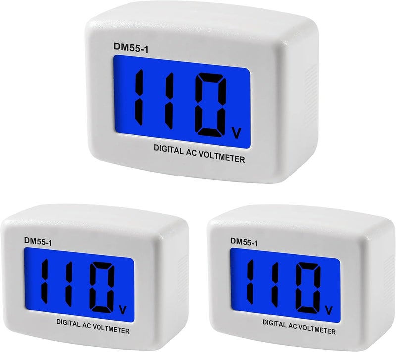 AITIAO 3Pcs Voltage Test Monitor,Flat US Plug AC 80-300V LCD Digital Voltmeter Voltage Measuring Monitor,110V 220V Voltage Panel Power Volt Test Meter for Household Plug into Outlet to Measure Voltage - Image 1