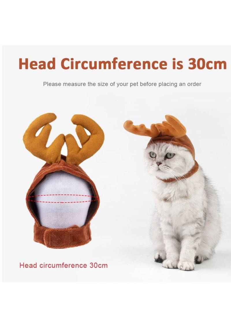 SYOSI 3 pcs Pet Headwear, Adjustable Pet Outfits Cute Rabbit Ear Pet Hat, Sun Flower Pet Hat, Christmas Antlers Pet Hat Costume for Cats Small Dogs, Daily or Party Accessory - Image 3
