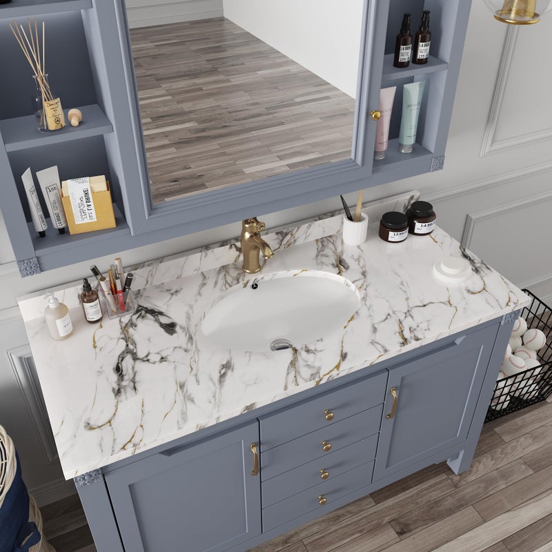 Boobest White Marble Countertop Peel and Stick Marble Contact Paper for Countertops Cabinets Desk Table Waterproof Marble Wallpaper Self Adhesive Removable Granite Vinyl Wrap Counter Covers 15.7"x196" - Image 5