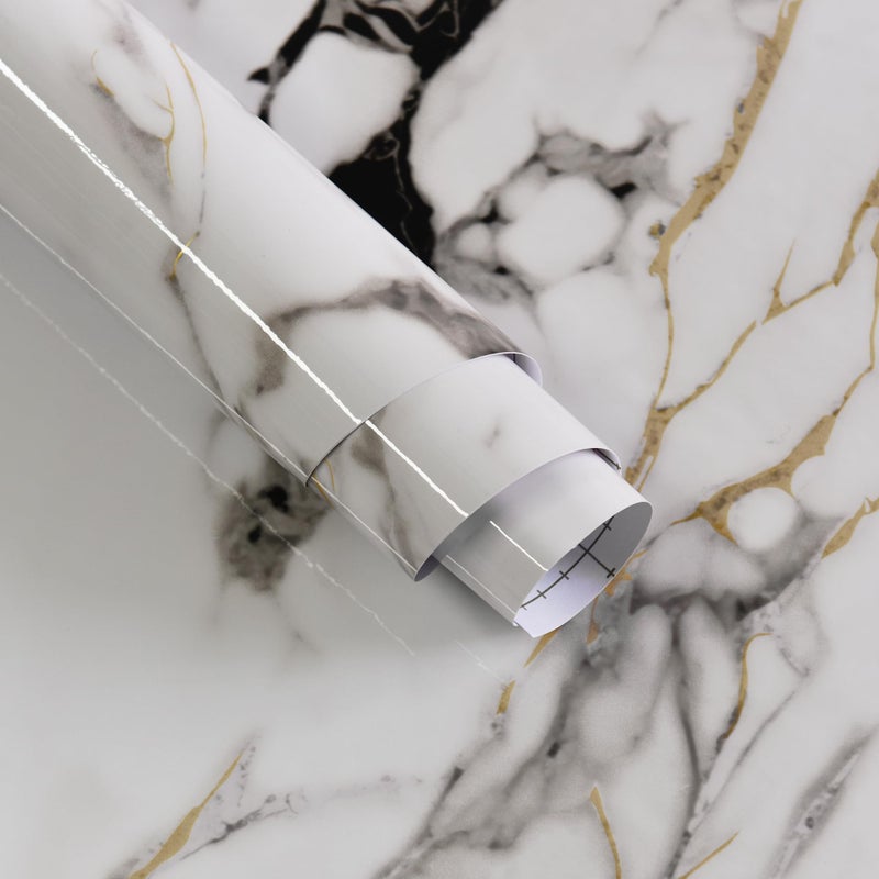 Boobest White Marble Countertop Peel and Stick Marble Contact Paper for Countertops Cabinets Desk Table Waterproof Marble Wallpaper Self Adhesive Removable Granite Vinyl Wrap Counter Covers 15.7"x196" - Image 1