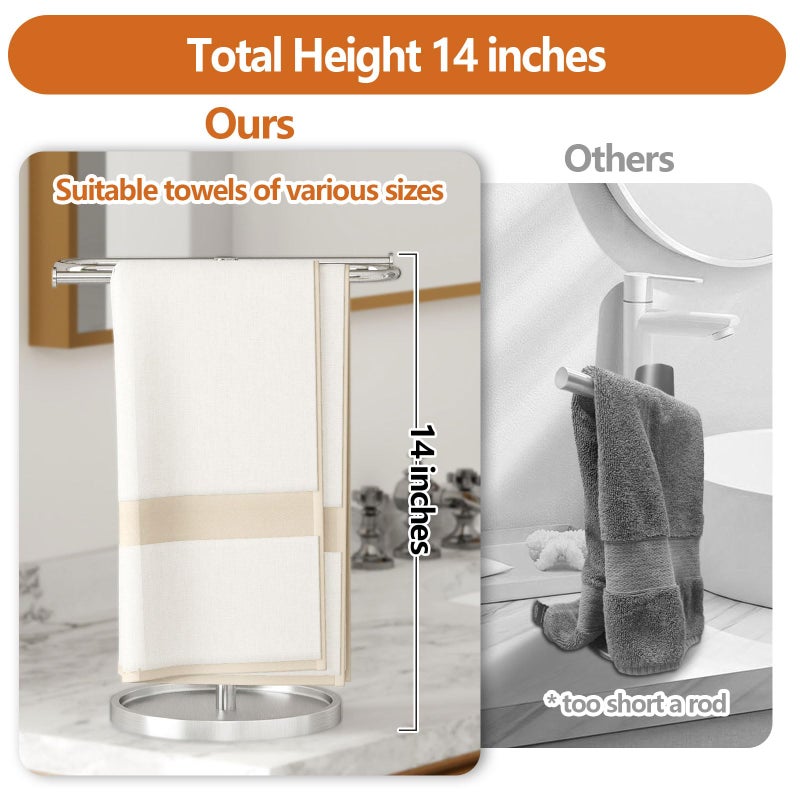 Bethom Hand Towel Holder, Stainless Steel Countertop Towel Stand for Bathroom, S-Shape Free Standing Towel Rack Bar Holds 2 Towels for Kitchen, Brushed Nickel - Image 3