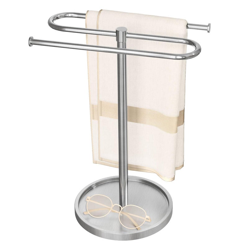 Bethom Hand Towel Holder, Stainless Steel Countertop Towel Stand for Bathroom, S-Shape Free Standing Towel Rack Bar Holds 2 Towels for Kitchen, Brushed Nickel - Image 1