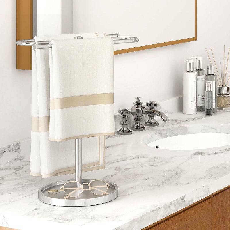 Bethom Hand Towel Holder, Stainless Steel Countertop Towel Stand for Bathroom, S-Shape Free Standing Towel Rack Bar Holds 2 Towels for Kitchen, Brushed Nickel - Image 5