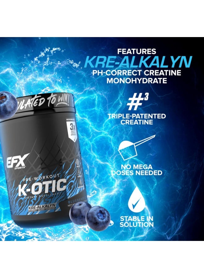 EFX SPORTS K-OTIC Pre-Workout Powder, Blueberry, 500 g – Energy & Focus Support for Training - Image 3