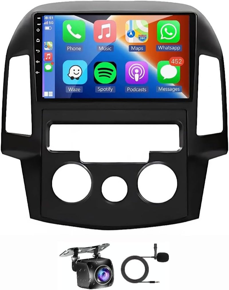 Vierex Android Car Stereo for Hyundai i30 2012–2017 | 9-Inch Touch Screen | Wireless Apple CarPlay & Android Auto | WiFi | Bluetooth | DSP | FM/AM | AHD Backup Camera Included | Fast Interface (2+32GB, 4-Core) - Image 1