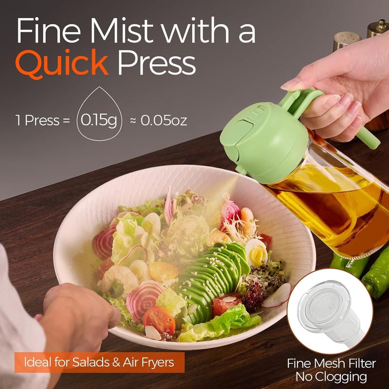 Oil Sprayer for Cooking Premium Quality 470ml 2x1 Eating Oil Sprayer for Air Fryer, Salad, Frying, BBQ, (1 Piece - Random Color) - Image 3