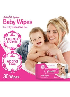 Jennifer's Pack of 4 Baby Wipes 30's Ultra Soft, Alcohol-Free, Extra Gentle, Aloe Vera Gel, Vitamin E, and Safe for Delicate Skin 180 Wipes  - Image 2