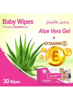 Jennifer's Pack of 4 Baby Wipes 30's Ultra Soft, Alcohol-Free, Extra Gentle, Aloe Vera Gel, Vitamin E, and Safe for Delicate Skin 180 Wipes  - Image 4