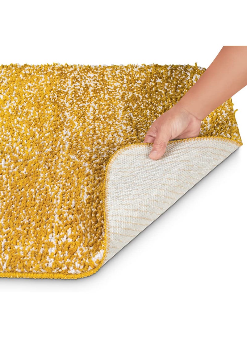 Freelance - Freelance Lucerne Microfibre Main Entrance Doormat, Home Bathroom Floor Door Mats, Bath Mat, 70 x 50 cm, Mustard + White - Image 1