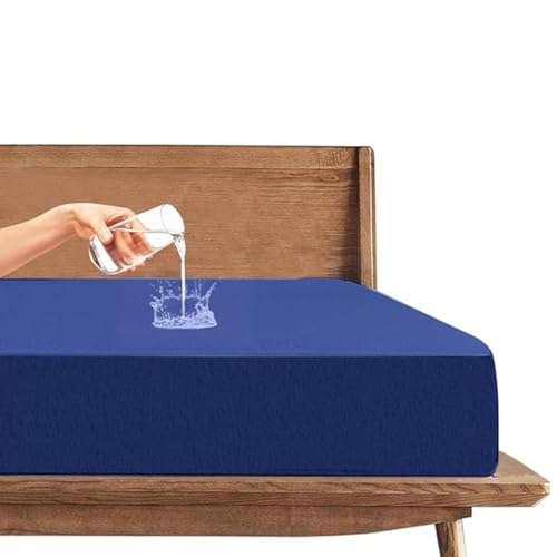 Trance Waterproof Terry Fabric Ultra Soft Mattress Protector | Breathable | Hypoallergenic Bed Cover | Mattresses Cover (72x66 inch | 6x5.5 feet, Classic Blue) - Image 1