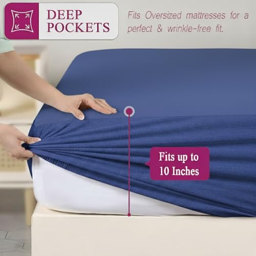 Trance Waterproof Terry Fabric Ultra Soft Mattress Protector | Breathable | Hypoallergenic Bed Cover | Mattresses Cover (72x66 inch | 6x5.5 feet, Classic Blue) - Image 3