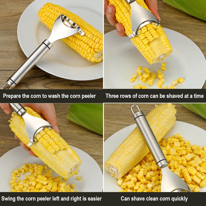 iziusy Corn Peeler Stainless Stee Corn Cob Stripper Tool Corn Thresher from the Cob, Removes Corn Kernels From Corn Cobs In Seconds, Kitchen Gadget - Image 4