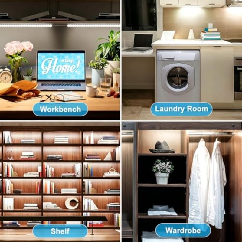 USB LED Dual Bar Light, 6000k Dimmable White Light Dual Bar Light, Plug In Cabinet Light with In-line Controller, Memory Function, No Drill Wall Light Cabinet Lamp with Installation Kit - Image 5