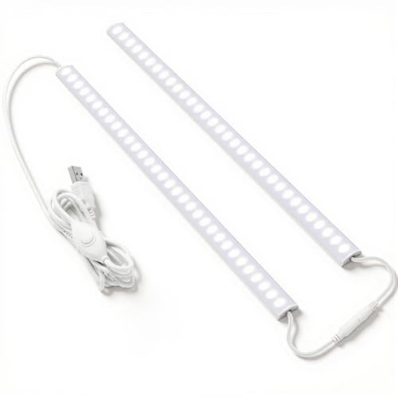 USB LED Dual Bar Light, 6000k Dimmable White Light Dual Bar Light, Plug In Cabinet Light with In-line Controller, Memory Function, No Drill Wall Light Cabinet Lamp with Installation Kit - Image 1