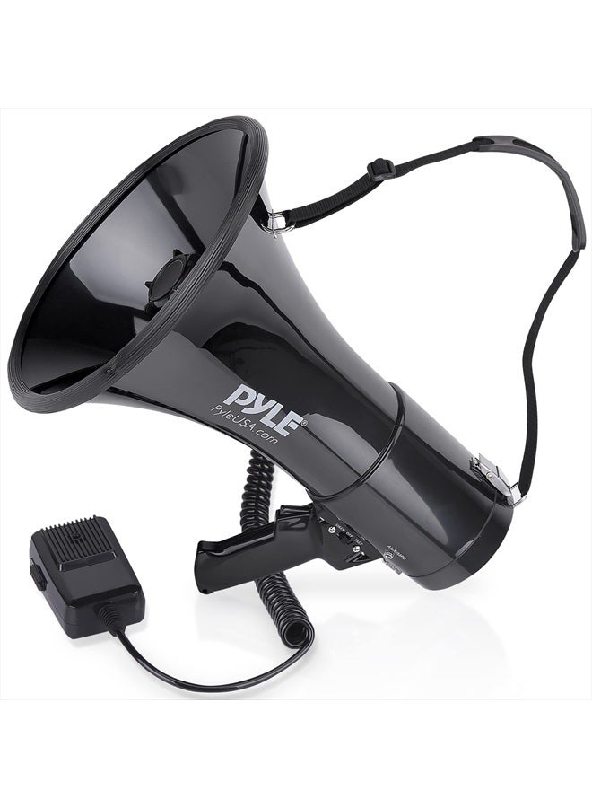 Pyle Megaphone Speaker PA Bullhorn with Built-in Siren 50 Watts & Adjustable Volume Control Ideal for Football, Baseball, Hockey, Cheerleading Fans & Coaches or for Safety Drills - PMP53IN - Image 1