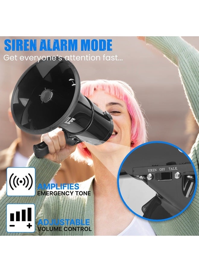 Pyle Megaphone Speaker PA Bullhorn with Built-in Siren 50 Watts & Adjustable Volume Control Ideal for Football, Baseball, Hockey, Cheerleading Fans & Coaches or for Safety Drills - PMP53IN - Image 4