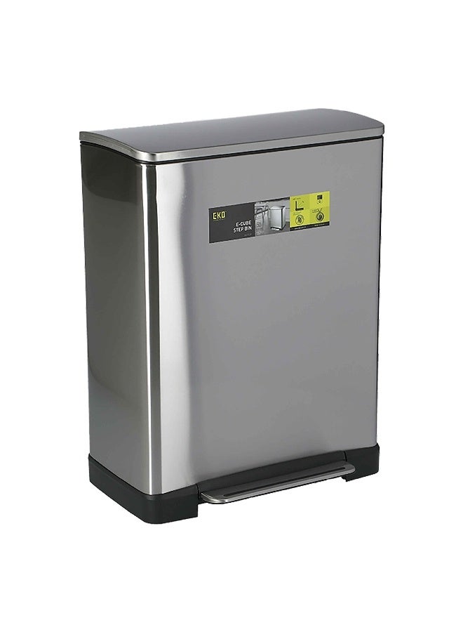 EKO E-Cube Stainless Steel Step Bin Silver 50 L EK9268MT - Image 1