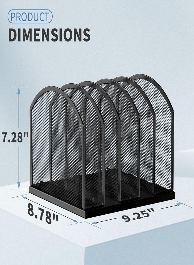 Gawerk 5-Section Vertical Desktop Organizer, 5-Section Mesh File Folder Stand Sorter for Office Home Classroom Organization (2, Black) - Image 2