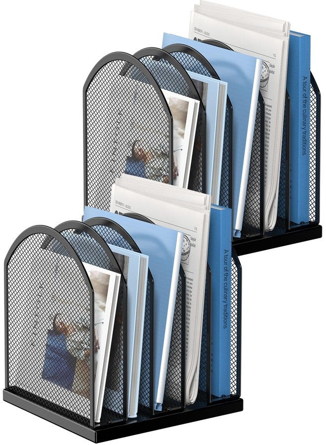 Gawerk 5-Section Vertical Desktop Organizer, 5-Section Mesh File Folder Stand Sorter for Office Home Classroom Organization (2, Black) - Image 1