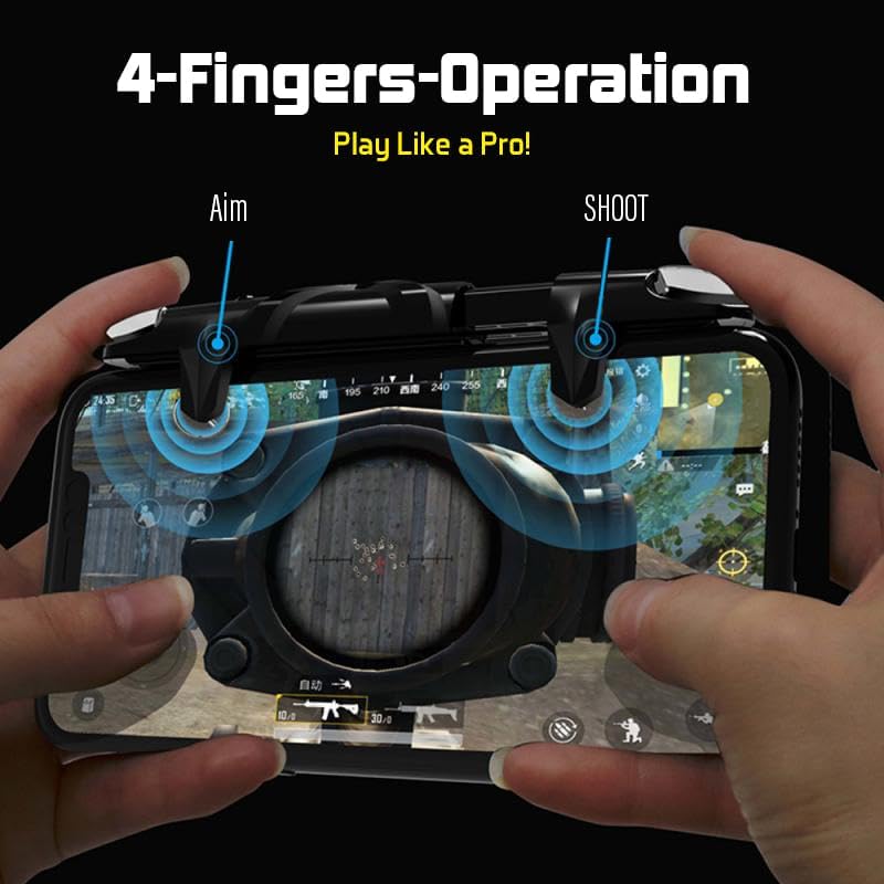 وحدة تحكم الهاتف المحمول لأندرويد وآيفون، مشغلات ألعاب L1R1 متوافقة مع PUBG Mobile/Knives Out/Call of Duty Mobile، مشغل هاتف للألعاب مع تصويب وإطلاق حساس (تردد عالي) - Image 4