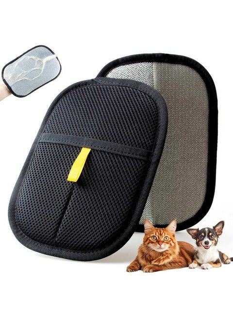 Pet Hair Removal Glove - Pet Hair Removal Glove for Dogs & Cats, Electrostatic Pet Hair Remover for Loundry, Couch, Carpet, Clothing, Bed & Car Seat, Reusable Magic Brush Pet Hair Tool - Black
