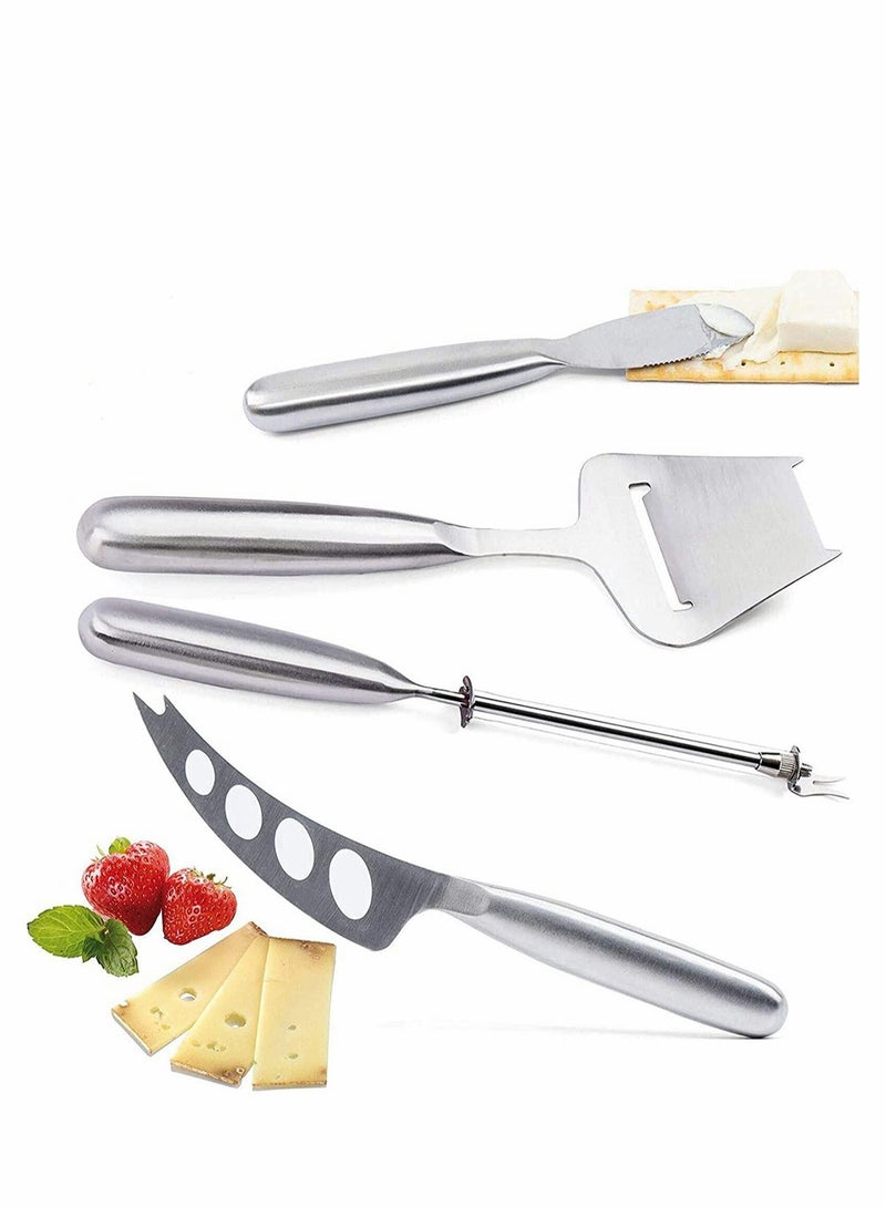 KASTWAVE Cheese Knife Set with Handle Steel Stainless Include Cheese Wire Cutter, Cheese Spreader, Cheese Slicer and 4 Holes Cheese Knife… - Image 1