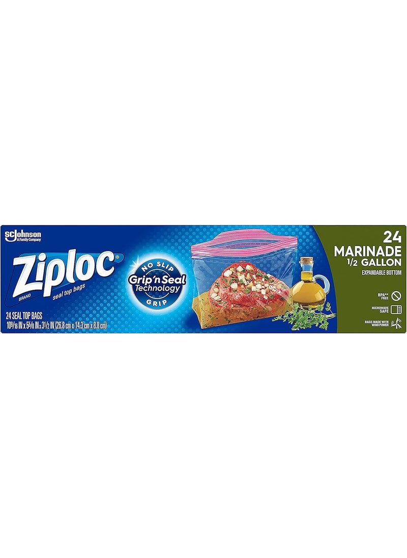Ziploc Ziploc Marinade Expandable Bottom Bags 12 Gallon 24 ea Pack of 6  - Image 2