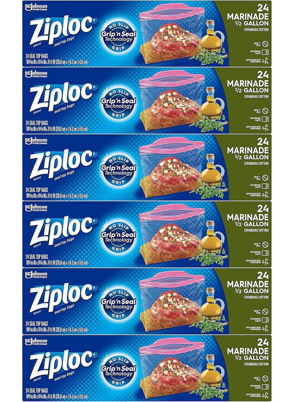 Ziploc Ziploc Marinade Expandable Bottom Bags 12 Gallon 24 ea Pack of 6  - Image 1