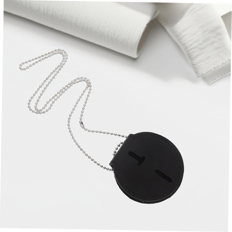Pu Badge Holder Bead Chain Shape Id Card Protector for Work Elegant Design Use Robust Pu Construction - Image 4