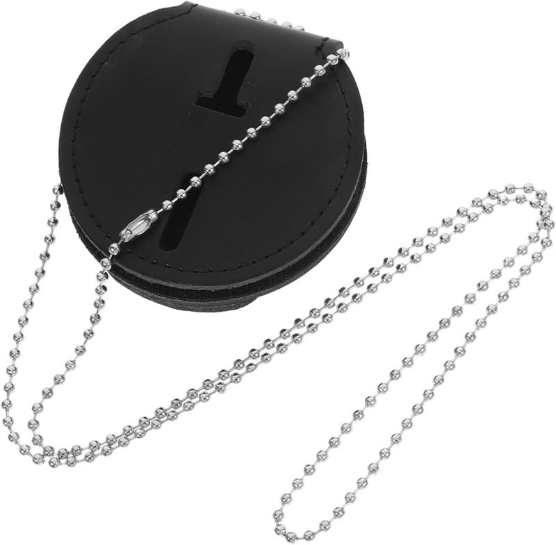 Pu Badge Holder Bead Chain Shape Id Card Protector for Work Elegant Design Use Robust Pu Construction - Image 1