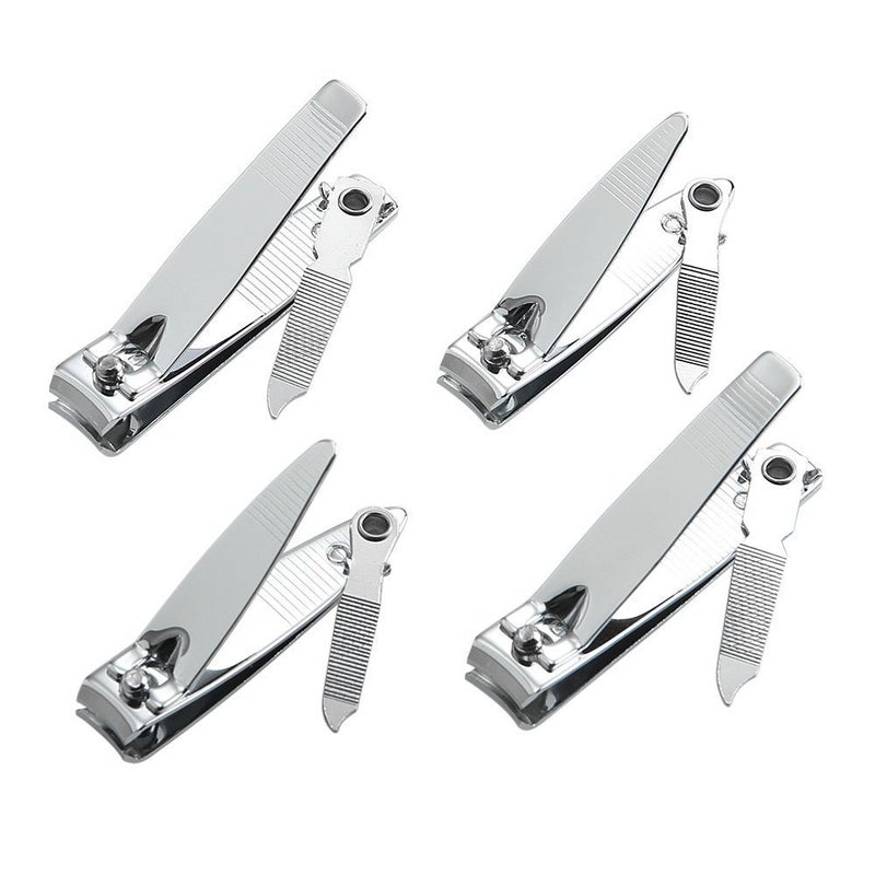 QLL 4 Pcs Nail Clippers for Fingernails and Tonenail by QLL - Swing Out Nail Cleaner/File - Sharpest Stainless Steel Clipper - Wide Easy Press Lever - Nail Cutter - Image 1