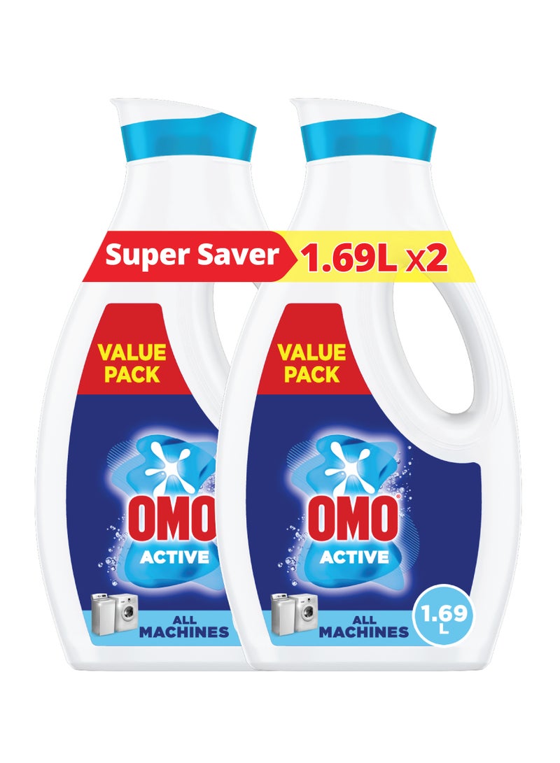 Omo Liquid Laundry Detergent Active 2 x 1.69L - Image 1