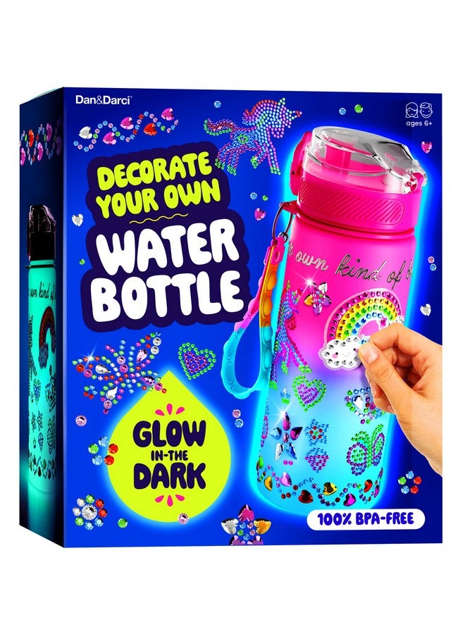 Dan&Darci Decorate Your Own Glow-In-The-Dark Water Bottle Kit For Girls - 4 5 6 7 8 Year Old Girl Birthday Gift Ideas - Gifts For Girls Ages 4-6 5-7 6-8 - Arts And Crafts For Kids Age 6-8 - Unicorn Mermaid Toys - Image 1