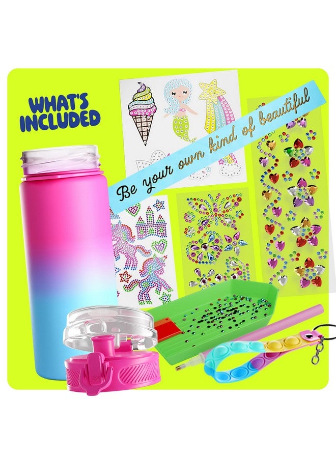 Dan&Darci Decorate Your Own Glow-In-The-Dark Water Bottle Kit For Girls - 4 5 6 7 8 Year Old Girl Birthday Gift Ideas - Gifts For Girls Ages 4-6 5-7 6-8 - Arts And Crafts For Kids Age 6-8 - Unicorn Mermaid Toys - Image 4